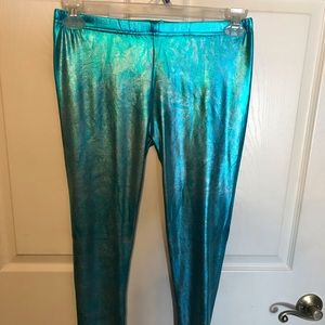 Women Leggings Size L Teal Blue